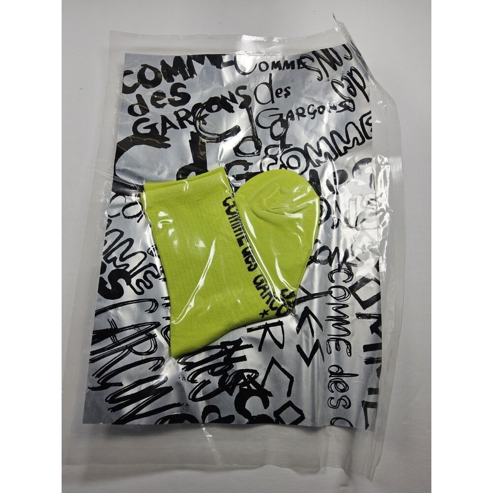 Comme des Garcons Logo Bright Yellow/Green Socks Japan Size S